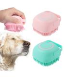 Soft Silicone Dog Bath Brush Scrubber Set for Short & Long Haired Pets - Blue+Pink - Buy Online on GoSupps.com