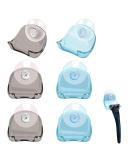 Huayue 6-Piece Suction Cup Razor Holder Set - No Drill Self-Adhesive Hooks for Glass & Tile - Multi-Purpose Shaving Rack (Gray/Blue) - Buy Online on GoSupps.com