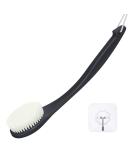 Long Handle Body Brush Back Scrubber for Deep Exfoliation - Soft Glowing Skin - Black Nylon - Buy Online on GoSupps.com