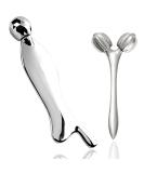 Stainless Steel Face Roller & Gua Sha Tool for Wrinkle Reduction | Facial Massager Set for Skin Tightening & Chin Lift (Silver White - Buy Online on GoSupps.com
