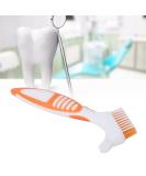 Premium Denture Cleaning Brush - Safe Plaque Removal Toothbrush for Partial Dentures - Robust Double Head Design - Orange - Buy Online on GoSupps.com