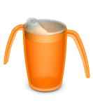 Ornamin 2 Handled Mug 220ml Orange with Spouted Lid - Small Opening | Ergonomic Plastic Mug for Shaky Hands | Drinking Aid Cup for Care - Feeding Cup - Buy Online on GoSupps.com