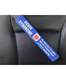 Royal Blue Down Syndrome Medical Alert Seat Belt Cover | International Shipping Available - Buy Online on GoSupps.com