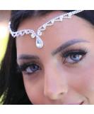 Missgrace Rhinestone Forehead Head Chain Clip Headband - Silver Crystal Teardrop Headpiece for Women - Wedding, Prom, Halloween Hair Accessories - Buy Online on GoSupps.com