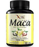 Organic Maca Root Powder Black + Red + Yellow Peruvian Maca Root Extract Gelatinized Capsules 1500mg - 150 Capsules - Buy Online on GoSupps.com