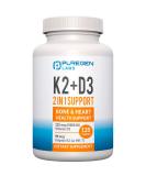 High Potency 2-in-1 Vitamin D3 and K2 Supplement 120 Capsules - Bone and Heart Health - Non-GMO Formula - 4-Month Supply - Buy Online on GoSupps.com