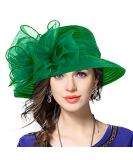 VECRY Lady Derby Dress Church Cloche Hat Bow Bucket Wedding Bowler Hats Green - Buy Online on GoSupps.com