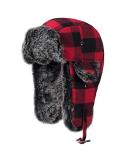 ONWAY Buffalo Plaid Aviator Fur Trapper Hat Ushanka Eskimo Russian Bomber Hat with Ear Flaps for Women Men Red - Buy Online on GoSupps.com