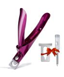 Elegant Violet Red Premium Adjustable Stainless Steel Nail Tip Clipper Cutter for Manicure & Pedicure - Buy Online on GoSupps.com