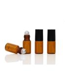 12-Pack Amber Glass Roll-On Bottles with Steel Roller Balls & Black Lids - 5ml Essential Oil & Perfume Containers - Buy Online on GoSupps.com
