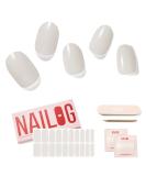 Buy Nailog Halfway Hardened Gel Nail Wraps - 20pcs Long-Lasting Nail Polish Strips & Stickers | Salon Quality Nail Art Kit with Shiny Gel Finish - Blanc - Buy Online on GoSupps.com