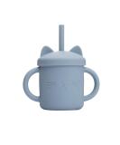 Silicone Sippy Cup Baby Cat Training Cup with Straw - No Spill, Easy to Clean - Blue - Infant & Toddler Trainer Cup - Buy Online on GoSupps.com