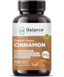 Organic Ceylon Cinnamon 1200mg - 120 Veg Capsules for Sugar & Joint Support | Balance Breens - Buy Online on GoSupps.com