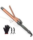 Thirtek 1-Inch Ceramic Curling Iron - Professional Hair Curler with 15 Adjustable Temps LCD Display Dual Voltage Heat Protective Glove & Clips | Salon Quality Copper Brown - Buy Online on GoSupps.com