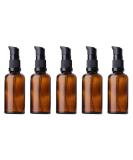 20ml Brown Refillable Glass Bottles with Pump - 5 Pack Travel Lotion & Essential Oil Containers - Buy Online on GoSupps.com