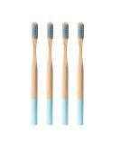 SUPVOX 4pcs Long Handle Bamboo Soft Toothbrush Set for Deep Oral Cavity Cleaning - Sky Blue - Buy Online on GoSupps.com