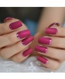 Matte Rose Red Fake Nails | Metallic Moo Medium | Acrylic Nail Art Tips L5231-1 - Buy Online on GoSupps.com