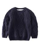De feuilles Toddler Unisex Cable Knit Pullover Sweater | Chunky Knit Jumper with Warm Lining | Yellow/Navy Blue | 8-9 Years - Buy Online on GoSupps.com