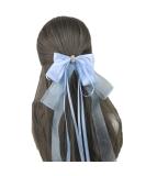 Handmade Ribbon Sweet Lolita Hair Bow Clips - Light Blue Princess Barrette - Buy Online on GoSupps.com