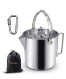 BeGrit Stainless Steel Camping Coffee Percolator Kettle with Handles and Lid - Portable Tea Pot for Hiking, Camping, and Picnic - Buy Online on GoSupps.com