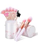 16-Piece Pink Marble Make-Up Brush Set with Holder | Foundation Eyeshadow & Eyebrow Brushes Perfect for Professionals & Beginners - Buy Online on GoSupps.com