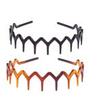 Set of 2 Zigzag Plastic Headbands in Black and Brown - Hair Comb Hairband Accessory for Women and Girls - Buy Online on GoSupps.com