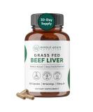 Grass Fed Beef Liver Capsules - 100% Pasture Raised Supplement No Fillers 120 Count - Boost Iron & Energy 3 000mg Serving - 30-Day Supply - Buy Online on GoSupps.com