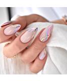 Press On Nails Medium Almond Shape - KXAMELIE Glitter & Glossy Nude Full Cover Acrylic Nails - 24pcs Natural Fake Nails for Effortless Beauty - Buy Online on GoSupps.com
