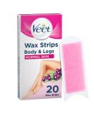 Veet Wax Strips for Legs & Body - 20s Pack for Normal Skin - Buy Online on GoSupps.com