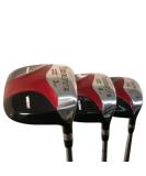 Senior Men's iDrive Red Square Anti-Slice Draw Fairway Wood Set - 3, 5, 7 - Right Handed Senior Flex - Black Pro Velvet Grips - Buy Online on GoSupps.com