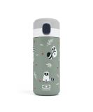 MONBENTO Kids Insulated Bottle 12oz - Leakproof, Hot/Cold 12 Hours - BPA Free, Green Raccoon Design - Buy Online on GoSupps.com