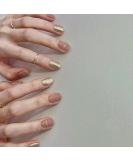 OKAQEE Almond Short Square False Nails with Glue - Nude Gold | Solid Color Fake Nails - Buy Online on GoSupps.com