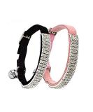 CHUKCHI Cat Collar - Soft Velvet Adjustable with Bell for Small Dogs & Cats | Black & Pink - Buy Online on GoSupps.com