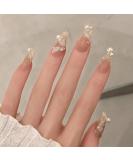 24PCS Long False Nails with Glue Stickers | Pink Pearl Silk French Fake Nails for Women | Press on Nails for Girls | Nail Art - Buy Online on GoSupps.com