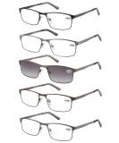 Eyecedar Amcedar Reading Glasses for Men - Rectangle Frame Stainless Steel Spring Hinges | +3.00 Magnification | 5 Colors Available - Buy Online on GoSupps.com