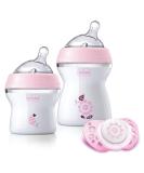 Chicco NaturalFeeling Gift Set - 2 Baby Bottles & Pacifier (0m+) - Pink - Premium Essentials for Newborns - Buy Online on GoSupps.com