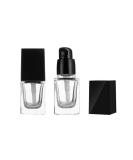 2 x 15 ml of empty quadratic clear glass pump bottle Lotion dispenser with black lid replaceable. - Buy Online on GoSupps.com