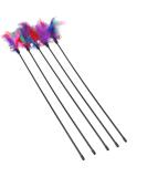 5pcs Cat Feather Toys Cat Wand Interactive Stick Toy Wire Chaser Wand Interactive Feather Cat Toy for Cat Kitten Pet (63cm) - Buy Online on GoSupps.com