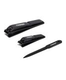 FIXBODY Black Stainless Steel Nail Clipper Set with Nail File - Sharp Fingernail & Toenail Clippers in Leather Case - Perfect Gift for Men and Women (Set of 3) - Buy Online on GoSupps.com