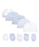 5pcs Newborn Baby Hat and Mittens Set - 100% Cotton, Blue, for Boys and Girls 0-6 Months - Buy Online on GoSupps.com