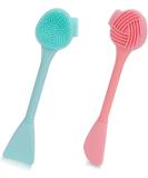 Buy Silicone Face Brush Set - 2 Pcs Double Headed Exfoliator for Skincare & Makeup Removal | Skin Friendly Cleansing Brush (Green Pink) - International Shipping - Buy Online on GoSupps.com