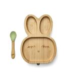 Tiggi Bamboo Baby Suction Plate - Complete Weaning Set | Eco-Friendly Non-Slip Bamboo Plates for Babies and Toddlers (Bunny Rabbit Soft Mint) - Buy Online on GoSupps.com
