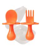 Grabease Baby and Toddler Self-Feeding Utensils Spoon and Fork Set for Baby-Led Weaning Made of Non-Toxic Plastic Featuring Protective Barriers to Prevent Choking and Gagging Orange - Buy Online on GoSupps.com
