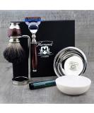 6 Pc Men's Shaving Kit - Safety Razor Badger Hair Brush Bowl & Soap Set - Grooming Essentials for Men - Buy Online on GoSupps.com