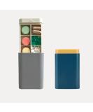 PALO Pill Box Case - Compact Waterproof Organizer for Pills Vitamins & Supplements - 6/3 Compartments - Stylish Peacock Blue/Mustard - Perfect for Handbag & Travel - Buy Online on GoSupps.com