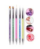 Professional 5-Piece Nail Brush Set - Double Nail Art Kit for Gel Polishing & Manicure Tools | Perfect for Nail Carving & French Nail Designs - Buy Online on GoSupps.com