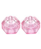 2 Pcs Glass Crystal Nail Art Acrylic Liquid Powder Dappen Dish Cups - Pink - Buy Online on GoSupps.com
