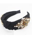 Yusier Baroque Rhinestone Crystal Headband for Women - Exquisite Embroidered Wide Hairband in Black - Buy Online on GoSupps.com