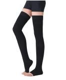 TOFLY Medical Thigh High Compression Stockings (Pair) - Open Toe 15-20mmHg Graduated Compression Hose for Varicose Veins & Edema - Black - Size L - Buy Online on GoSupps.com