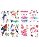 Oottati Waterproof Temporary Tattoo Stickers - 8 Sheets Parrot Bird, Pink Flamingo, Butterfly, Flower Designs for Women - Buy Online on GoSupps.com